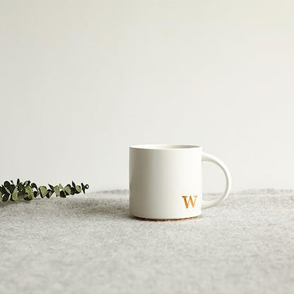 COLLECTIVE HOME Ceramic Coffee Mug, 15 oz Monogram Cup with Gift Box(W) | Dishwasher Safe, Engraved Gold Letter , Personalized Housewarming Birthday Present, Christmas Thanksgiving Mothers Day Gifts - color: gold-w