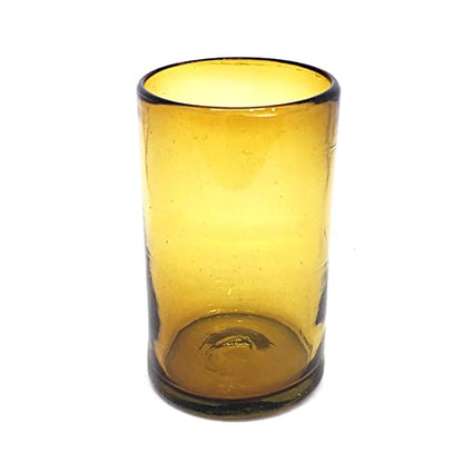 Solid Amber 14 oz Drinking Glasses (set of 6), Recycled Glass, Lead-free, Toxin-Free (14oz Drinking) - color: Amber, size: 14 oz