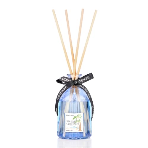 M&SENSE Reed Diffuser Set, Sea Salt Coconut, 7.7 oz Natural Essential Oil | Non-Toxic Organic, Long-Lasting Fragrance, Ideal for Living Room, Bathroom, Gifts for Women - color: Sea Salt Coconut, size: 220 ml