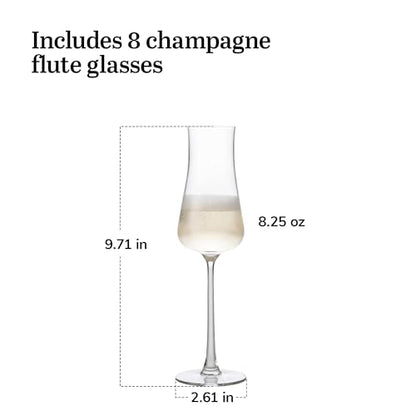 Libbey Signature Stratford Champagne Flute Glasses Set of 4, Artful, Lavish Stemmed Wine Glasses, 8 oz Sparkling Wine Glasses for Weddings, Birthdays - color: Stratford Flute 4