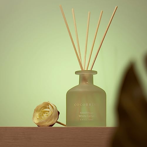 Reed Diffuser - White Lotus 6.76oz Diffuser with Sticks Home Fragrance Essential Oil Reed Diffuser for Home Bedroom Bathroom Shelf Decor Office Decor (Summer Collection)