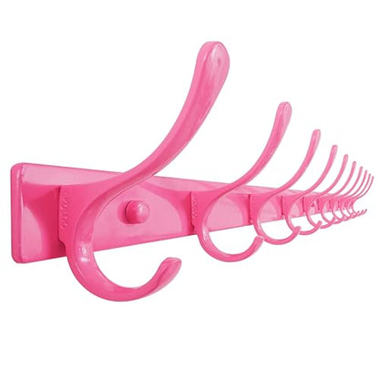 SKOLOO Coat Rack Wall Mounted - 10 Hooks, Heavy Duty, Stainless Steel, Metal Wall Hanger, Sturdy Coat Hooks for Hanging Coats, Jackets, Clothes, Hats - Pink - color: Pink, size: 10 Hook(1 Pack)