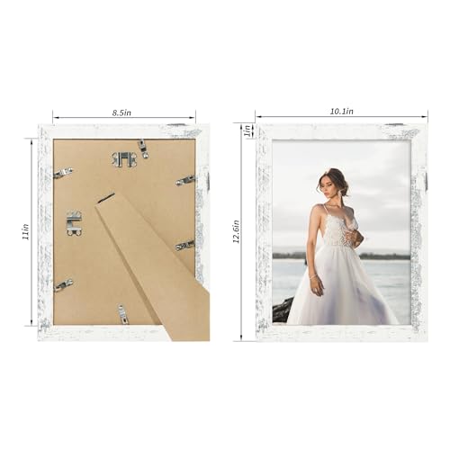 iRahmen 8.5x11 Picture Frame Set of 4, Distressed White Certificate Frame with Real Glass, Wood Photo Frames 8.5 by 11 Diploma Document for Wall Hanging and Tabletop Display - color: Distressed White, size: 8.5X11