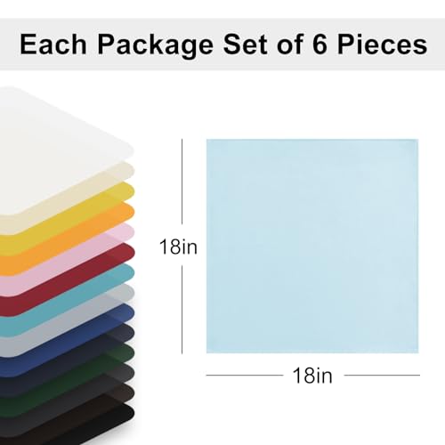 Sky Blue Cloth Napkins Set of 6, 18 x 18 Inch, Washable Dinner Napkins with Hemmed Edges for Restaurant, Wedding and Holiday - color: Sky Blue, size: 18" x 18" (Set of 6)