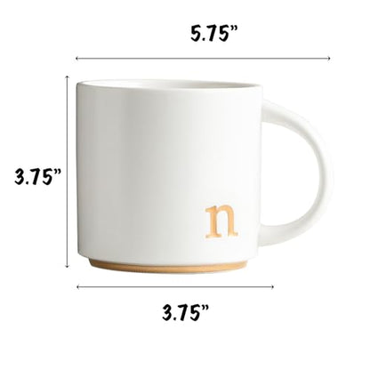 COLLECTIVE HOME Ceramic Coffee Mug, 15 oz Monogram Cup with Gift Box(n) | Dishwasher Safe, Engraved Gold Letter , Personalized Housewarming Birthday Present, Christmas Thanksgiving Mothers Day Gifts - color: gold-n