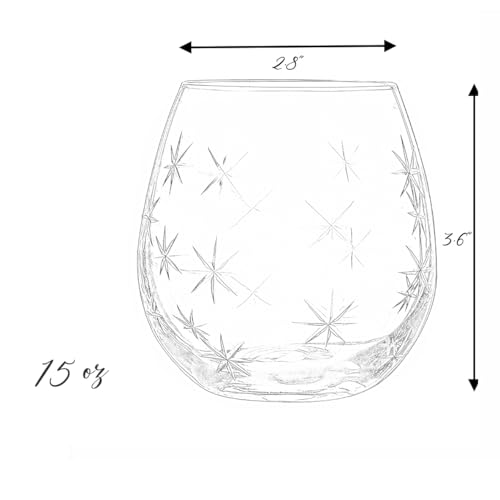 SHOSHIN Handmade Crystal Hand-cut Stemless wine glass (Star set of 4) - color: Star set of 4