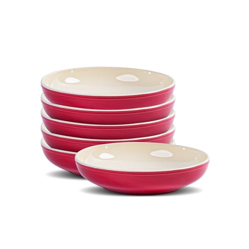 8" Dinner Bowls Set of 6, 32oz Ceramic Serving Bowls for Kitchen, Dishwasher & Microwave Safe for Ramen, Salad, Pasta, Oatmeal, Fruit, Red - color: Red, size: 8"(32oz)