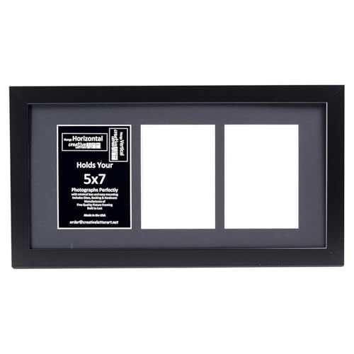 Creative Letter Art - 3 Opening 5x7 Black Picture Frame with 10x20-inch Black Mat Collage including Full Strength Glass, Alphabet Photography - color: 3 opening, size: Black w/ Black