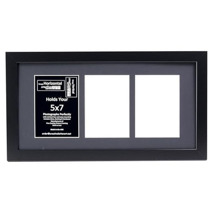Creative Letter Art - 3 Opening 5x7 Black Picture Frame with 10x20-inch Black Mat Collage including Full Strength Glass, Alphabet Photography - color: 3 opening, size: Black w/ Black