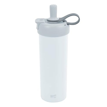 Glad Sip & Chug Insulated Water Bottle - Skinny Stainless Steel Tumbler with Straw and Chug Lid - Leak Resistant Double Walled Metal for Hot and Cold Drinks, 23oz, Grey - color: Gray