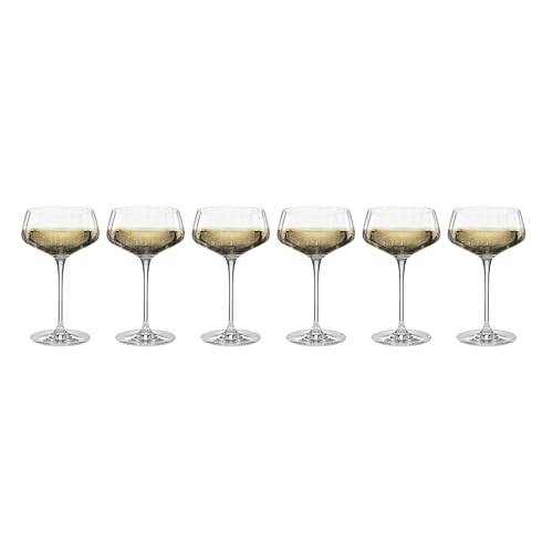 Lenox Tuscany Classics Angled Optic Coupe Glasses, Set of 6 | european glass, 7 inch height | 3.5 inch diameter | elegant vintage-inspired cocktail glasses | 12oz - style: Coupe Glasses, Angled