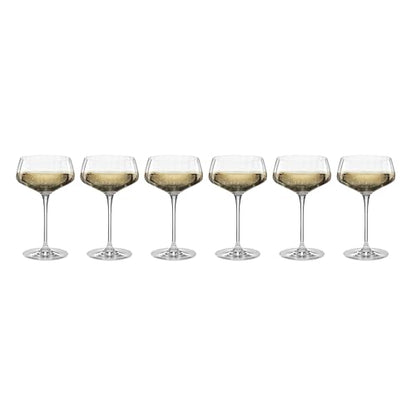 Lenox Tuscany Classics Angled Optic Coupe Glasses, Set of 6 | european glass, 7 inch height | 3.5 inch diameter | elegant vintage-inspired cocktail glasses | 12oz - style: Coupe Glasses, Angled