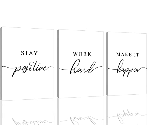 Framed Canvas Wall Art Positive Quote, Office Art, White Large Poster, Motivational Artwork Set of 3 Prints, Inspirational Poster Prints (G-3pcs,12x16inchx3pcs) - color: G-3pcs, size: 12x16inchx3pcs