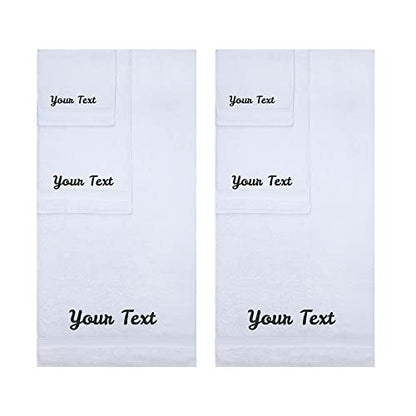 Personalized Towels, Hotel & Spa Quality, Super Soft, Highly Absorbent, Bathroom Sets, 100% Cotton Monogrammed towels 6 Piece Towel Set, Includes 2 Bath Towels, 2 Hand Towels, 2 Washcloths, White - color: White, size: 6 Piece Towel Set (Bath, Hand, Washcl