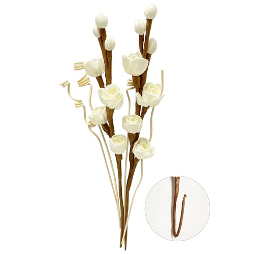 Reed Diffuser Sticks, Flower Sticks Set,White Rose Wood Flower, Reed Diffuser for Home, for Bedroom, Office Bathroom Shelf Decor
