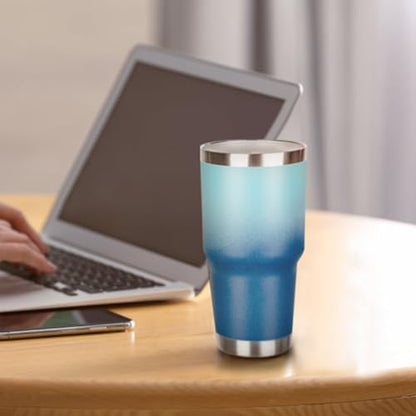 30 oz Tumbler with Lids and Straws Double Wall Vacuum Insulated Tumbler Cup,Stainless Steel Leak-proof Thermal Tumbler Travel Coffee Mug for Cold and Hot Drinks,Gradient Blue - color: Gradient Blue, size: 30 Ounces