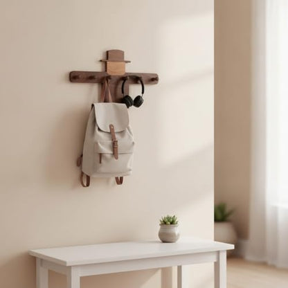 Wall Hook Wooden Coat Rack Organizer Hanger Peg Rail with Scarecrow Figure Solid Wood Design Rounded Pegs Smooth Edges, Scarecrow Coat Hook 6 Hooks, 53cm X 31cm X 1.6cm - size: 53cm X 31cm X 1.6cm, style: Scarecrow Coat Hook 6 Hooks