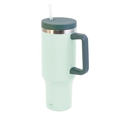 Glad Pioneer Stainless Steel Tumbler with Lid and Straw - Double Walled Insulated Cup with Handle - Leak Resistant & Cup Holder Compatible, Drinks Stay Cold All Day, 40oz, Green - color: Green, size: 40 Ounces