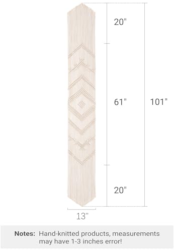 Mkono Macrame Table Runner, 100 Inches Boho Woven Dining Decor with Tassels | Handmade Soft Crochet Cotton, Farmhouse Home Placemat, Fits 78-90 Inch Table, Great for Thanksgiving Christmas Party Wedding