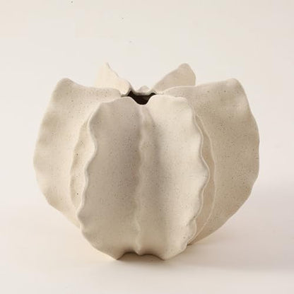 White Ceramic Vase Modern Home Decor, Unique Vase Round Matte Donut Vases for Pampas Grass, Neutral Boho Nordic Minimalism Style Flower Vases for Living Room Wedding Dinner Table Party (W231White