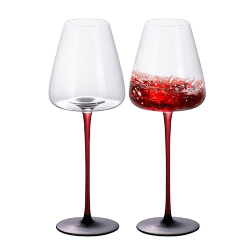 KAMMAK Crystal Red Wine Glasses Set of 2, 19.61 oz Stemmed Glasses, XH006 | Hand Blown, Bordeaux Wine Glasses, Thin Rim & Long Stem, Red & White, Daily Use, Wedding or Birthday Gift for Women - size: 8KPXH006