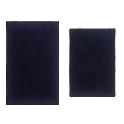 Home Weavers Luxury Collection 100% Cotton Reversible Bathroom Rugs Set, Washable Rug, Soft Cotton Extra Soft and Absorbent Bath Rug, Kitchen Mat, 2 Piece Set(S+M), Navy - color: Navy, size: 2 Piece Set(S+M)