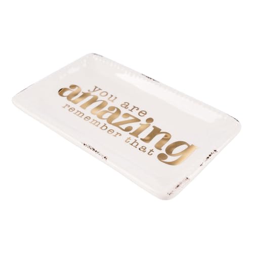 Amazing Remember That Ceramic Trinket Tray - 6" x 3.5" Hand Painted Dish with Gold Embossed Design, Ideal for Storing Treasured Items and Daily Essentials - style: Amazing Remember That