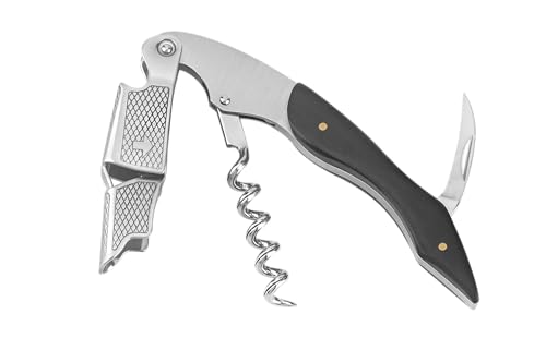 ELEGANTZ Wine Bottle Opener Set – Premium Corkscrew with Foil Cutter & Beer Bottle Opener – Ergonomic Wooden Handle for Smooth Cork Removal – Sommelier Accessories Gift for Wine Lovers - color: Ebony Wood