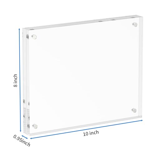 NIUBEE Acrylic Photo Frame 8x10,Clear Picture Frame 20% Thicker Block | Shatterproof &Safe, 95% High Transparency, UV protection, Double-sided display Magnetic Desktop Frames for Picture Display - size: 8x10"(1 Pack)