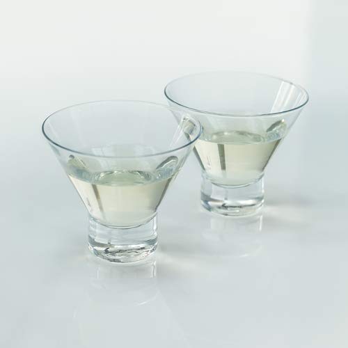 Viski Heavy Base Stemless Martini Glasses Set of 2, Crystal Cocktail Glasses for Vodka or Espresso Martini, Home Bar Glassware, Birthday Gifts for Women, Retirement Gifts for Men, 7.5 oz - style: Stemless Martini Glass