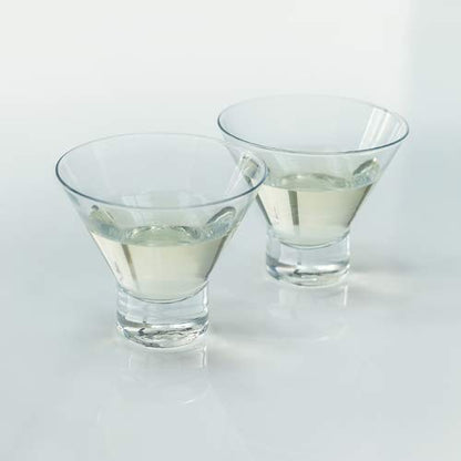 Viski Heavy Base Stemless Martini Glasses Set of 2, Crystal Cocktail Glasses for Vodka or Espresso Martini, Home Bar Glassware, Birthday Gifts for Women, Retirement Gifts for Men, 7.5 oz - style: Stemless Martini Glass