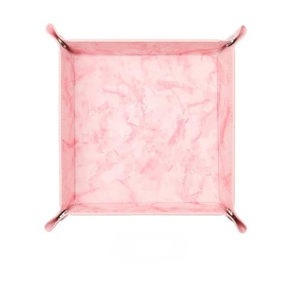 Valet Tray Desktop Storage Organizer – Vegan Leather Catchall Bedside Vanity Tray Nightstand Caddy Holder for Remote Controller, Watch, Keys, Phone, Wallet, Coin, Jewelry, Marble Pink - color: Marble Pink