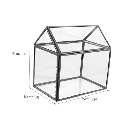 House Shape Geometric Glass Terrarium Planter Indoor Greenhouse with Swing Lid for Succulents Moss and Orchids Creative Tabletop Display for Home Decor and Gifting