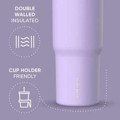 Hydrapeak Nomad 32oz Stainless Steel Insulated Travel Tumbler with Handle & Straw Lid, Leakproof, Cupholder Friendly, Back to School, College Dorm, Gym & Everyday Hydration, Cold 24 Hours (Lavender) | with Handle - color: Lavender
