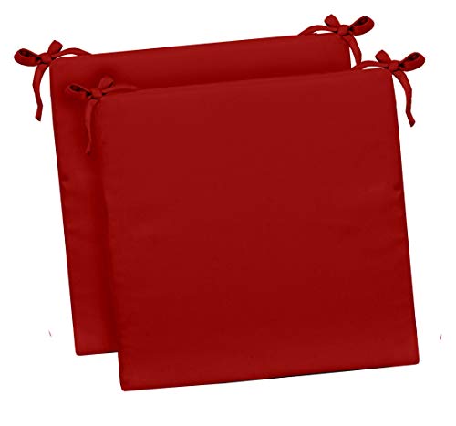 RSH Décor Indoor Outdoor Set of 2 Foam Dining Chair Seat Cushions, 19" x 19" x 3", Choose Color (Heritage Red) - color: Red, size: 2 Count (Pack of 1)