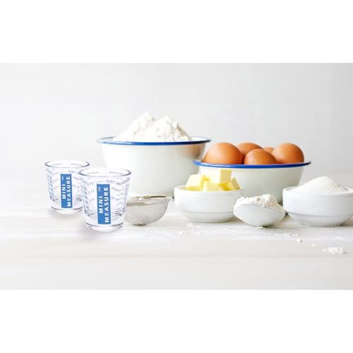 Kolder Mini Measure Heavy Glass, 20-Incremental Measurements Multi-Purpose Liquid and Dry Measuring Shot Glass, Blue, Set of 2 - color: Blue, size: Set of 2