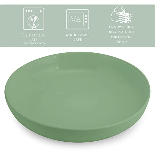 Elanze Designs Bistro Glossy Ceramic 8.5 inch Shallow Pasta Dinner Bowls Set of 4 - Perfect for Everyday uses from Italian Style Pasta to Caesar Salad, and Ramen to Pho, Sage Green - color: Sage Green, style: 8.5 inch Dinner