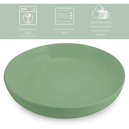 Elanze Designs Bistro Glossy Ceramic 8.5 inch Shallow Pasta Dinner Bowls Set of 4 - Perfect for Everyday uses from Italian Style Pasta to Caesar Salad, and Ramen to Pho, Sage Green - color: Sage Green, style: 8.5 inch Dinner