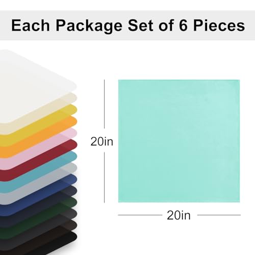 Cloth Napkins Set of 6, 20 x 20 Inch, Washable Aqua Dinner Napkins with Hemmed Edges for Restaurant, Wedding and Holiday - color: Aqua, size: 20" x 20" (Set of 6)