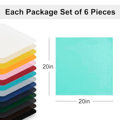 Cloth Napkins Set of 6, 20 x 20 Inch, Washable Aqua Dinner Napkins with Hemmed Edges for Restaurant, Wedding and Holiday - color: Aqua, size: 20" x 20" (Set of 6)