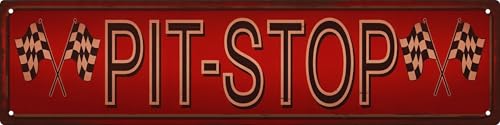 WSUPBPR Pit Stop Metal Sign 4x16in Automotive Plaque for Garage Wall Decor Racing Gift - color: Pit Stop