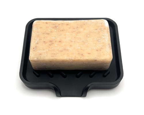 Silicone Soap Dish Tray and Sponge Holder with Drain Chute and Feet | 3-Way Sloped Design | Bathroom and Kitchen Sink Organizer Caddy (Smoky Blue, 5"x4", 3.5 Ounces) - color: Smoky Blue, size: 5"x4"