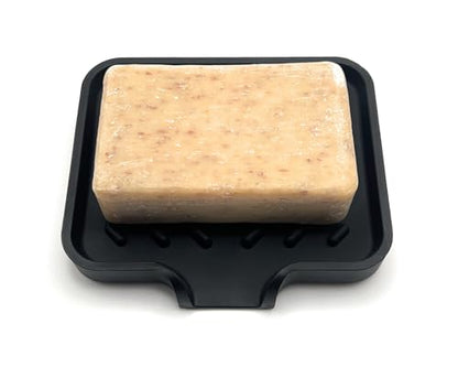 Silicone Soap Dish Tray and Sponge Holder with Drain Chute and Feet | 3-Way Sloped Design | Bathroom and Kitchen Sink Organizer Caddy (Smoky Blue, 5"x4", 3.5 Ounces) - color: Smoky Blue, size: 5"x4"