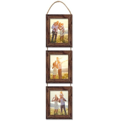 5x7 Wall Hanging Picture Frames Collage with 3 Opening Frames Brown - color: Brown, size: 5x7