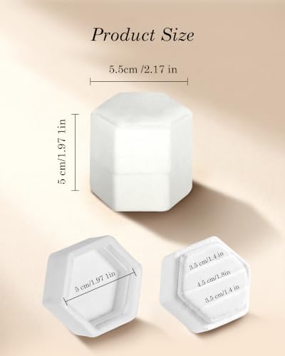 Velvet Jewelry Ring Box, 3 Slots Hexagon Engagement Wedding Ring Holder for Wedding Ceremony Proposal - color: White
