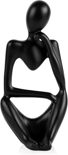 Creative Resin Thinker Minimal Abstract Art Sculpture Statue Figurines Home Office Bookshelf Desktop Decor (Black, Right, Small) - color: Black, size: Right, Small