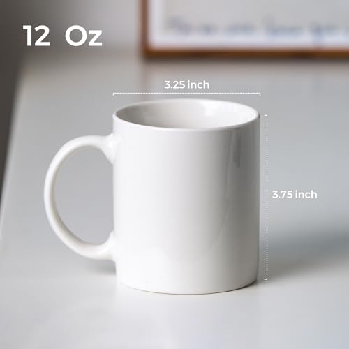 GBhome White Coffee Mugs Set of 12, 12 oz Ceramic Coffee Cups | Classic COffee Mugs for Home,Office&Restaurant,Tea/Espresso/Cappuccino. Dishwasher&Microwave Safe - color: Off White 1, size: 12 oz (12 Piece Set)
