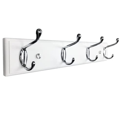 4 Silver Hooks Wood Coat Rack Wall Mount, 17.3’’, Heavy Duty Hooks for Hanging Clothes,Hat,Backpack etc, Great Modern Wall Decoration for Entryway Hallway Mudroom Farmhouse,White - size: Small-17.3in(44cm),4 Silver Hooks, style: Modern