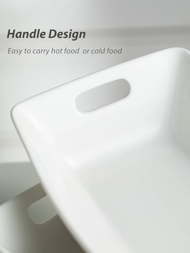 YHOSSEUN Large Serving Bowls with Handles, Serving Dishes For Entertaining | White Serving Dishes, 1.5 Quarts Ceramic Bowl Set Rectangle Serving Platter for Thanksgiving, Set of 2 - style: Rectangle