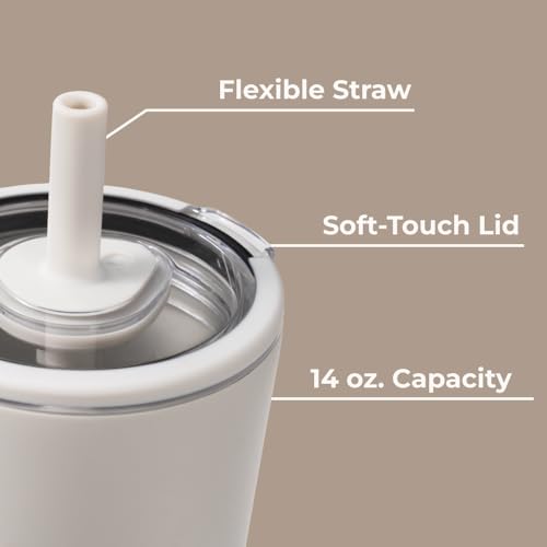 HydroJug Everyday Tumbler 14 oz, Ceramic-Lined Straw Cup, Linen - color: Linen, size: 14 Ounces